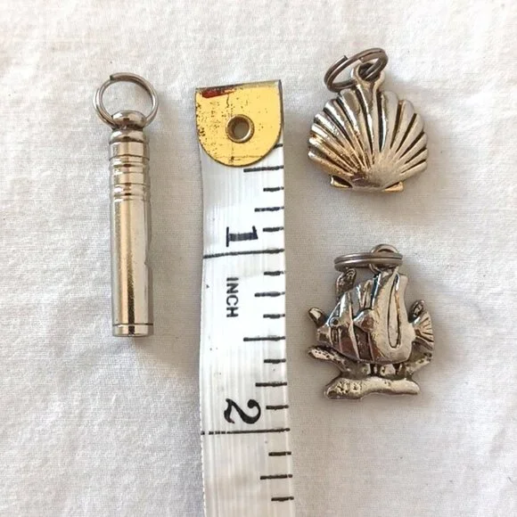 3/$25 SALE SET OF 3 Metal Charms for Bracelet Keychain, Seashell Whistle Fish - Picture 10 of 12